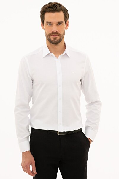Pierre Cardin Λευκό Slim Fit πουκάμισο Oxford