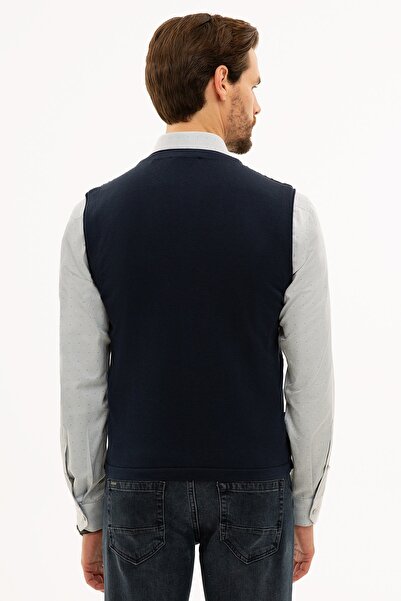 Pierre Cardin Men's Navy Blue Slim Fit Knit Vest G021SZ0TY.000.1133663