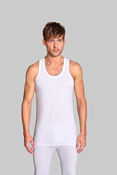 Berrak Ανδρικό λευκό λουράκι βαμβακερό μηδενικό χτενισμένο βαμβακερό εσώρουχο