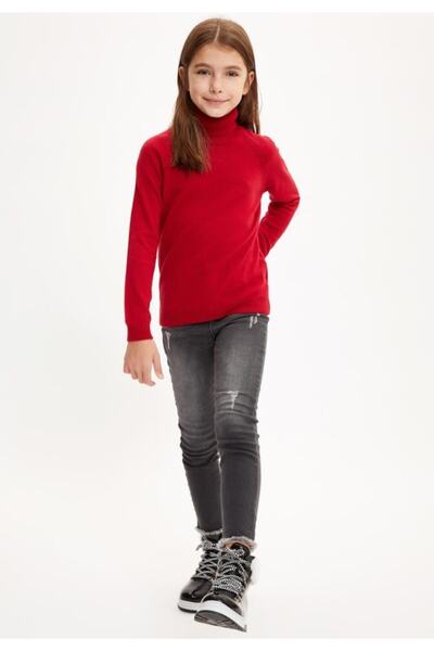 DeFacto Kız Çocuk Balıkçı Yaka Regular Fit Triko Kazak R1953A620WN