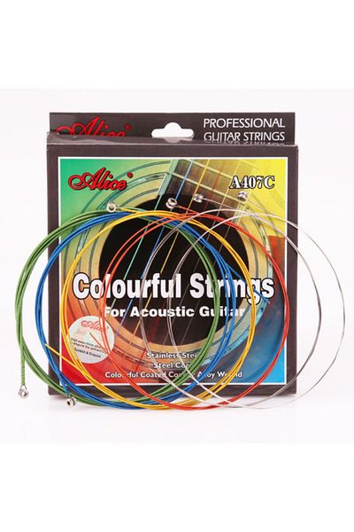 Alice A-407c Model Colorful Acoustic Guitar String Set - Plectrums Gift