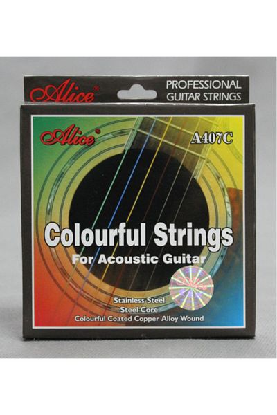 Alice A-407c Model Colorful Acoustic Guitar String Set - Plectrums Gift