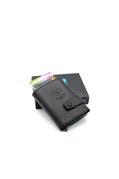 WEST POLO CÜZDAN محفظة بول براند للرجال باللون الأسود مع حجرة للعملات المعدني...