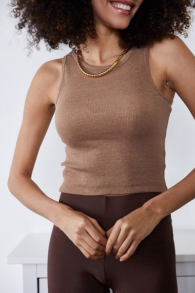 XHAN Women's Brown Camisole Athlete 1KZK2-11361-18