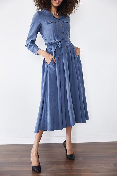 XHAN Kleid - Dunkelblau - A-Linie