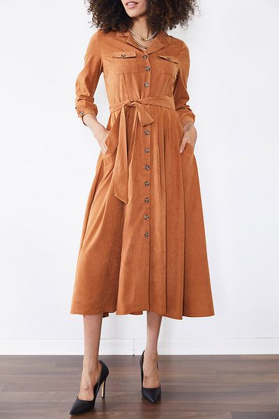XHAN Kleid - Orange - A-Linie