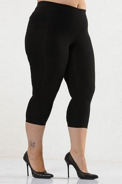 Hmd Women's Black Large Size Comfortable Texture Oversize Knee Length Leggings