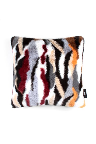 Bc Home Cozy Peluş Kırlent Kılıfı - Renkli Çizgi Efektli