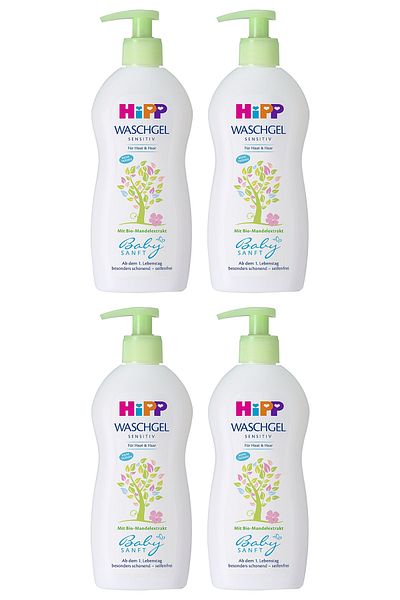 Hipp Babysanft 400 Ml Baby Hair and Body Bath Gel - X 4 Pieces