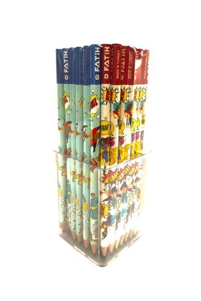 Fatih Super Heroes Patterned Pencil in 72 Plastic Pencil Holders
