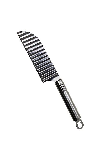 Trouvaille Steel Shaped Potato Knife And Steel Frying Tongs