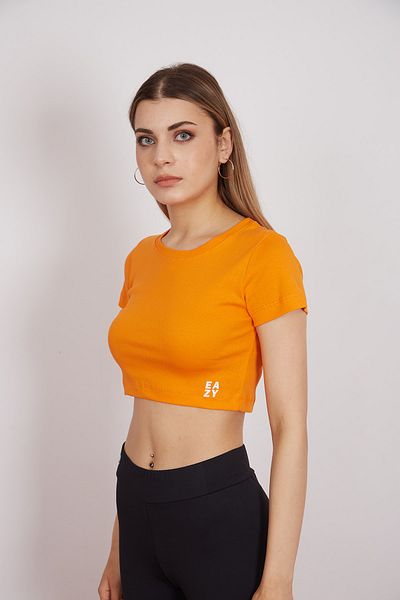 Eazy Co Orange Women's Crop Top - Basic T-Shirt