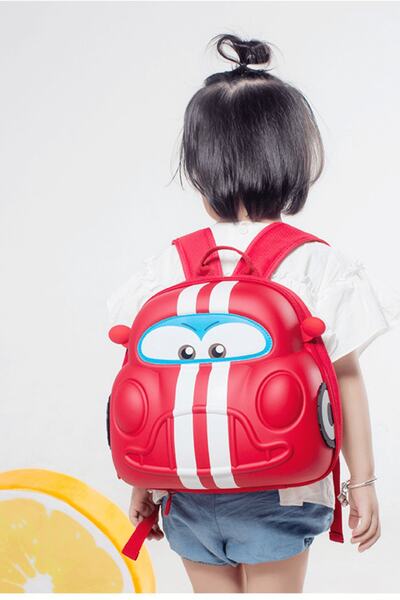 Supercute Unisex Children's Red Car Kindergarten Backpack