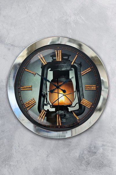 Kasva Concept Gift 36 cm Chrome Metal Antique Wall Clock