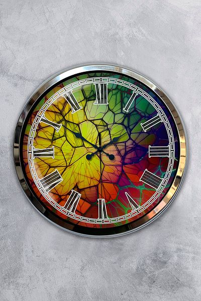 Kasva Concept 40 cm Chrome Metal Color World Wall Clock