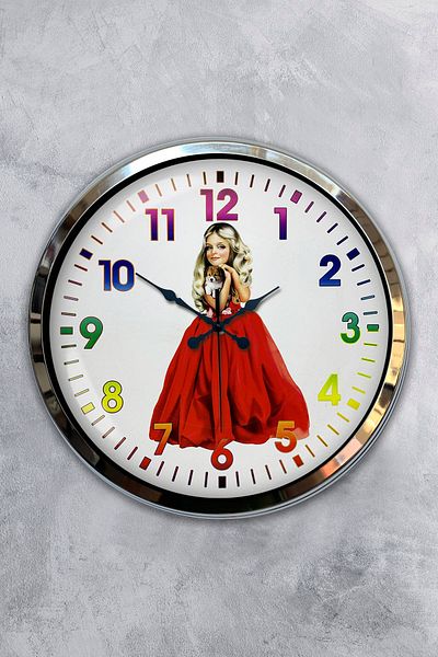 Kasva Concept 40 cm Chrome Metal Young Girl Wall Clock