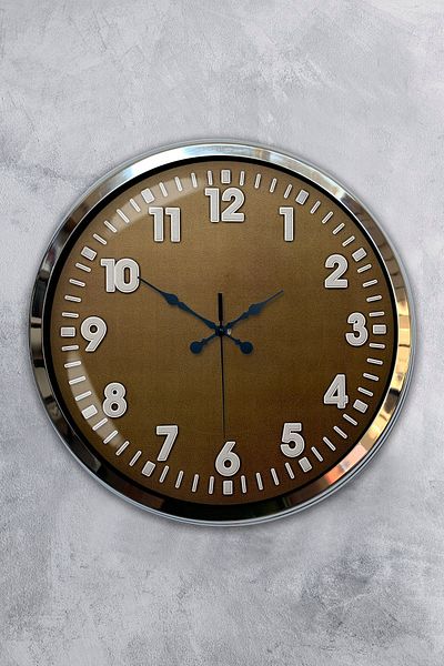 Kasva Concept Gift 40 cm Chrome Metal Brown Wall Clock