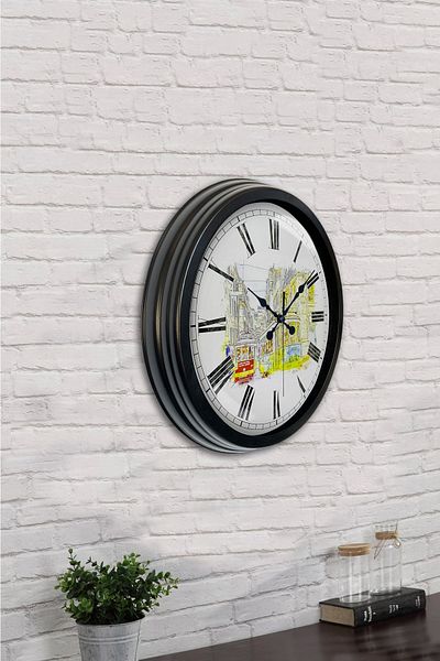 Kasva Concept Gift 40 cm Black Metal Nostalgia Wall Clock