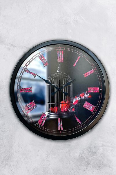 AİB STORE ساعة حائط على شكل قفص طائر معدني أسود مقاس 40 سم
