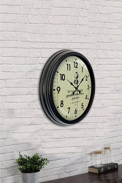Kasva Concept Gift 40 cm Black Metal Fatih Sultah Mehmet Wall Clock