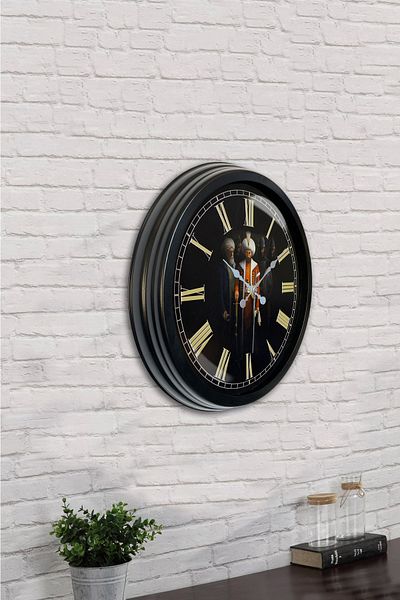 Kasva Concept Gift 40 cm Black Metal Fatih Sultah Mehmet Wall Clock