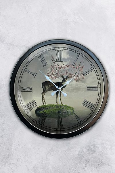Kasva Concept Gift 40 cm Black Metal Natural Life Wall Clock