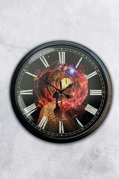 Kasva Concept Gift 40 cm Black Metal Astrology Wall Clock