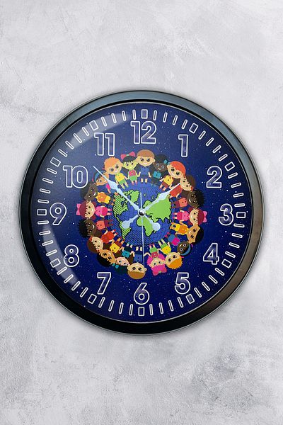 Kasva Concept Gift 40 cm Black Metal Peace Wall Clock