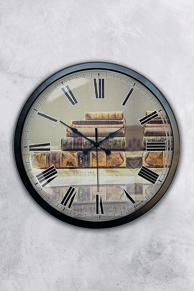 Kasva Concept Gift 40 Cm Black Metal Book Wall Clock