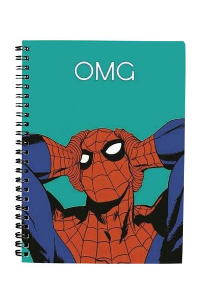 Bikutumutluluk Hediyelik - N0113 A5 Tasarım Spiralli Defter - Spiderman Omg