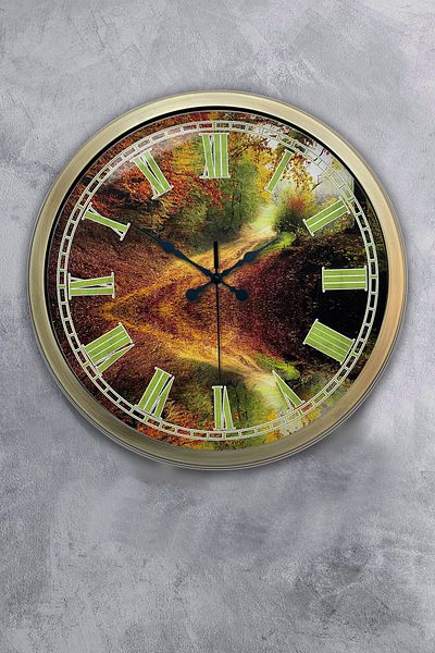 Kasva Concept Gift 40 cm Antique Metal Landscape Wall Clock