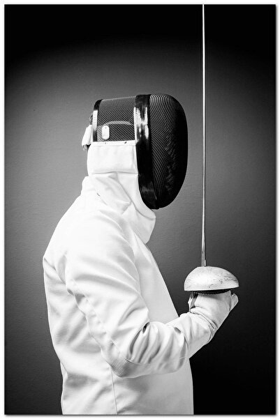 Cakatablo Ahşap Tablo Eskrim Sporcusu Ve Kılıcı (35x50 Cm Boyut)