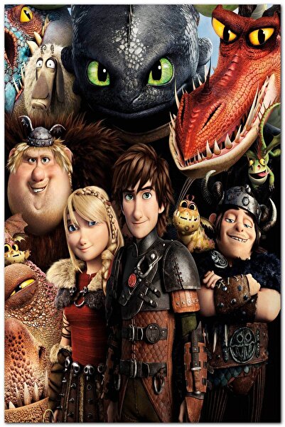 Cakatablo Ahşap Tablo Ejderhanı Nasıl Eğitirsin Karakterleri (35x50 Cm Boyut)