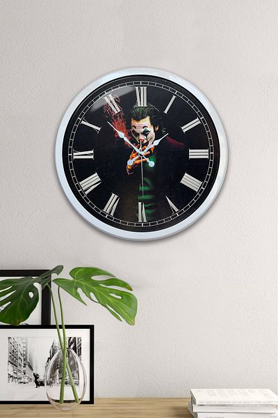 Kasva Concept Cadou 40 Cm Ceas de Perete Joker Metal Alb