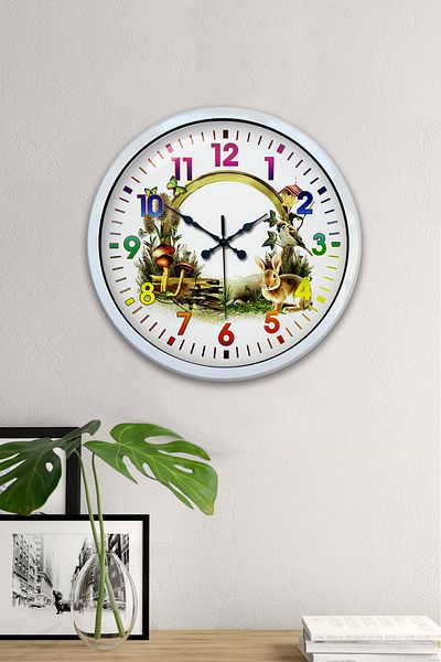 Kasva Concept 40 cm White Metal Natural Life Wall Clock
