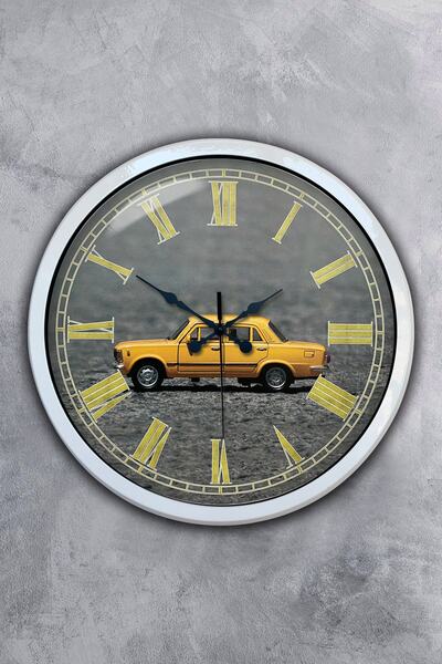 Kasva Concept Δώρο 40 εκ. Λευκό Μεταλλικό Ρολόι Τοίχου Αυτοκινήτου