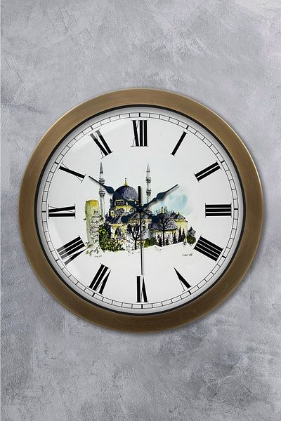 Kasva Concept Gift 36 cm Antique Metal Mosque Themed Wall Clock
