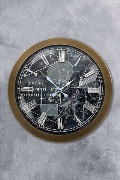 Kasva Concept Gift 36 cm Antique Metal Math Wall Clock
