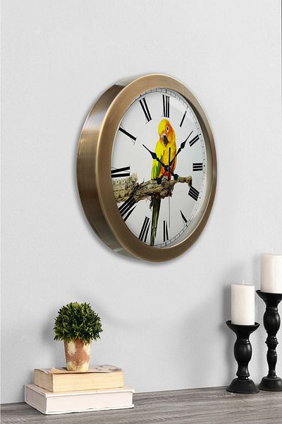 Kasva Concept Gift 36 cm Antique Metal Bird Wall Clock