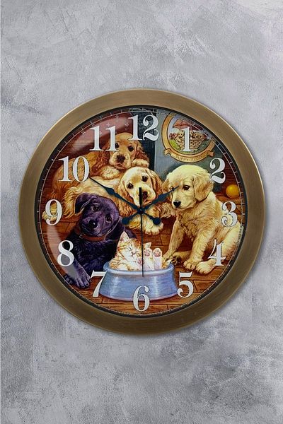 Kasva Concept Gift 36 cm Antique Metal Dogs Wall Clock