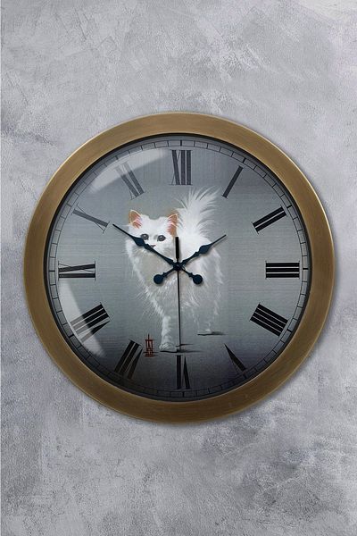 Kasva Concept 36 cm Tumbled Metal Cat Wall Clock