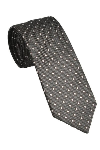 Brianze Men's Square Pattern Brown Necktie with Handkerchief