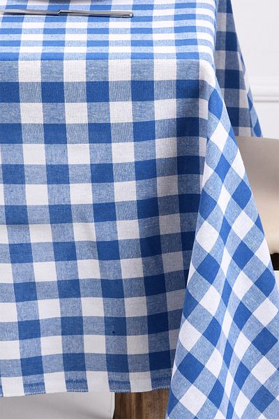 Soft Kare Covoraș de picnic cu model pătrat mare albastru Gingham, cârpă de masă, cârpă de masă