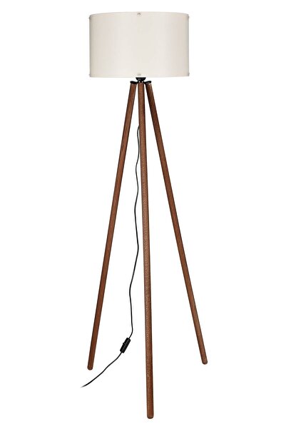 Genel Markalar Tripod Lambader Ahşap Ayak Krem Şapka