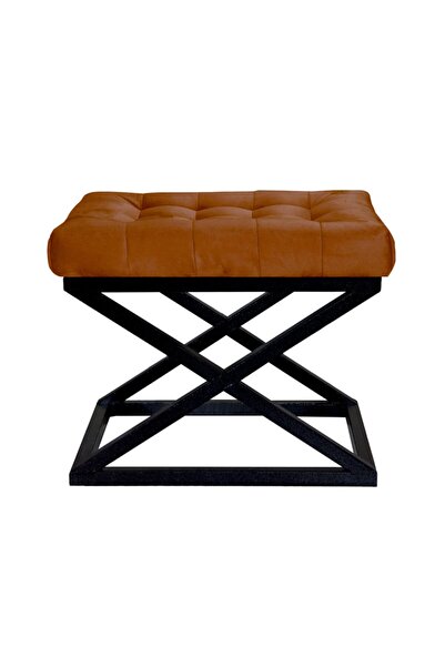 evodeko Siyah Çapraz Ayaklı Kiremit Puf