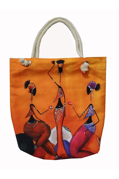 Alkan Homes African Girls Themed Lined-zippered Digital Printed Multi-Purpose Bag