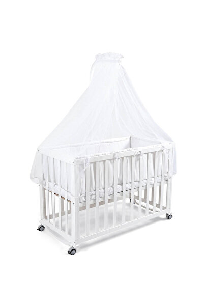 Tahterevalli Krippe Ahşap Beşik 60X120Cm Beyaz /