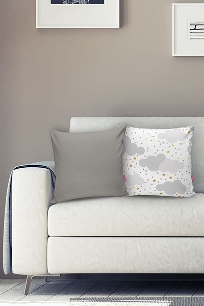 Realhomes Set husă de pernă decorativă din 2 bucăți cu nor înstelat și culoare gri