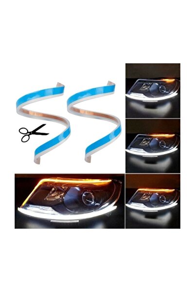 3D Far Üstü Ve Far içi 2 Renkli Kayar Sinyalli Gündüz Ledi 60 cm