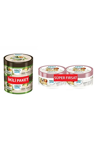 ARKO Nem Avokado Yağı El Ve Vücut Kremi 250 Ml + 250 Ml + Prebiyotik Badem Sü...